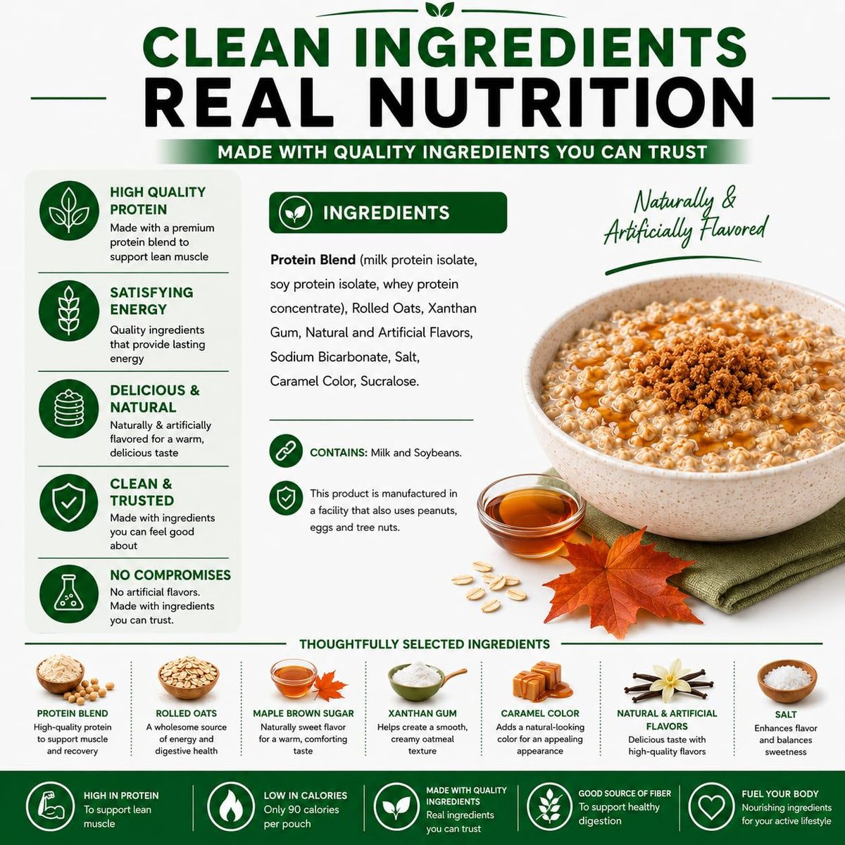 High Protein Instant Oatmeal Mix, 15g Protein, 7 Servings, Maple Brown Sugar D223904
