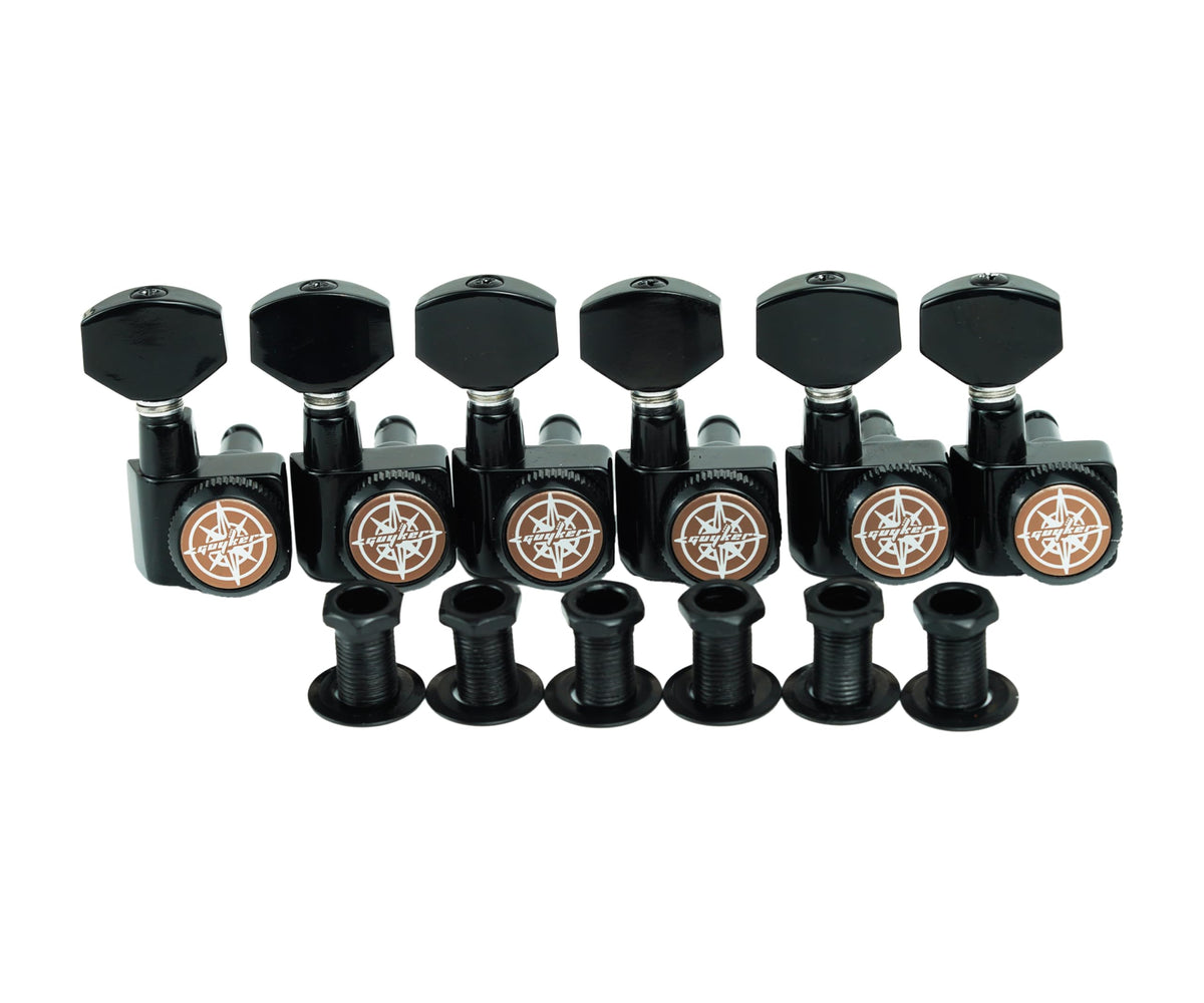 6 In-line Locking Guitar Tuners Black C88565