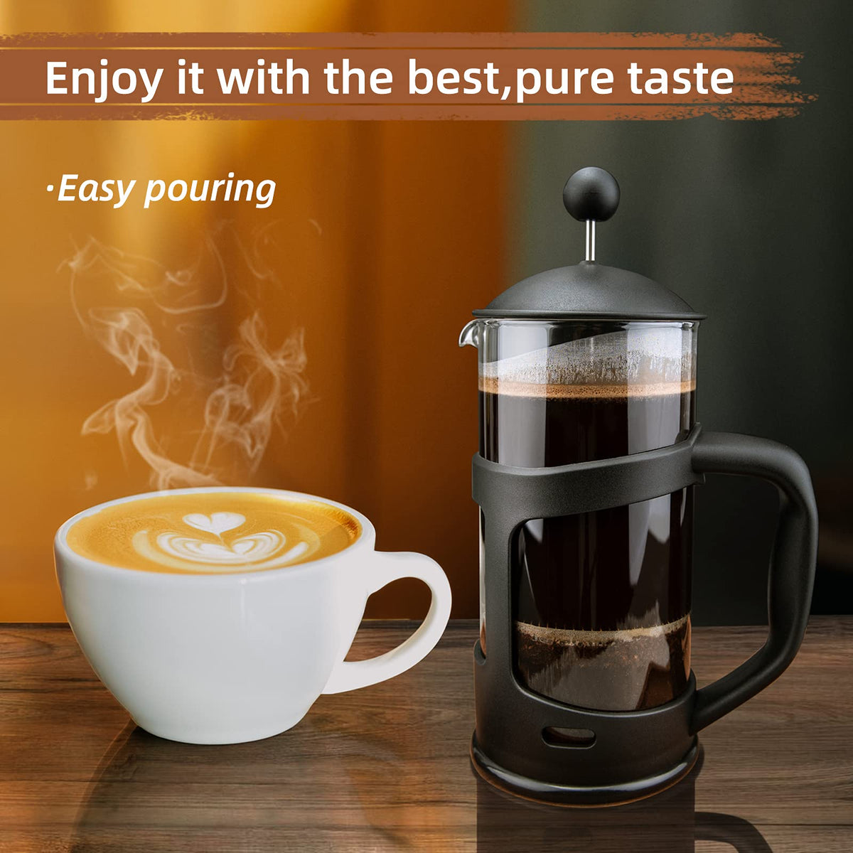 Mini French Press Coffee Maker, 1 Cup, 12oz, Stainless Steel Filter R8303