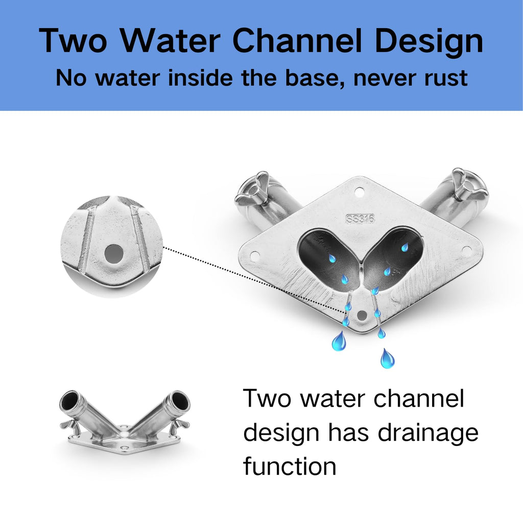 Double Flag Pole Holder 316 Stainless Steel Heavy Duty P72031