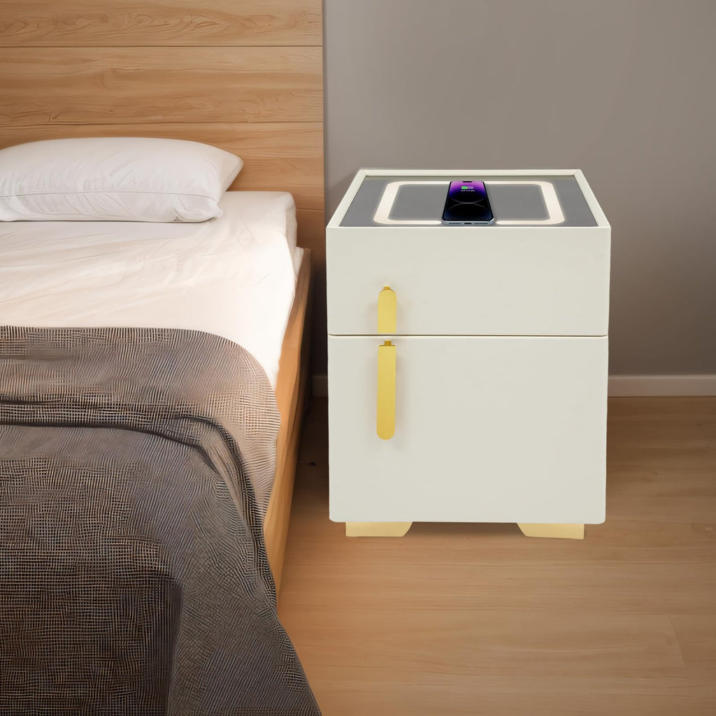 Smart Nightstand with Drawer and Safe, Wireless Charging, LED, USB Z647057