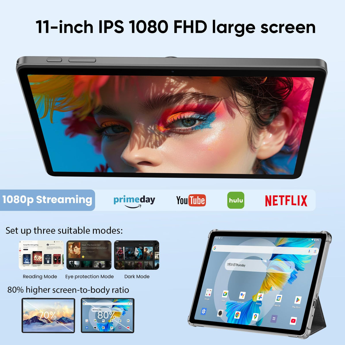 10.1" Android Tablet Octa-core 10GB RAM 64GB ROM Gray D637