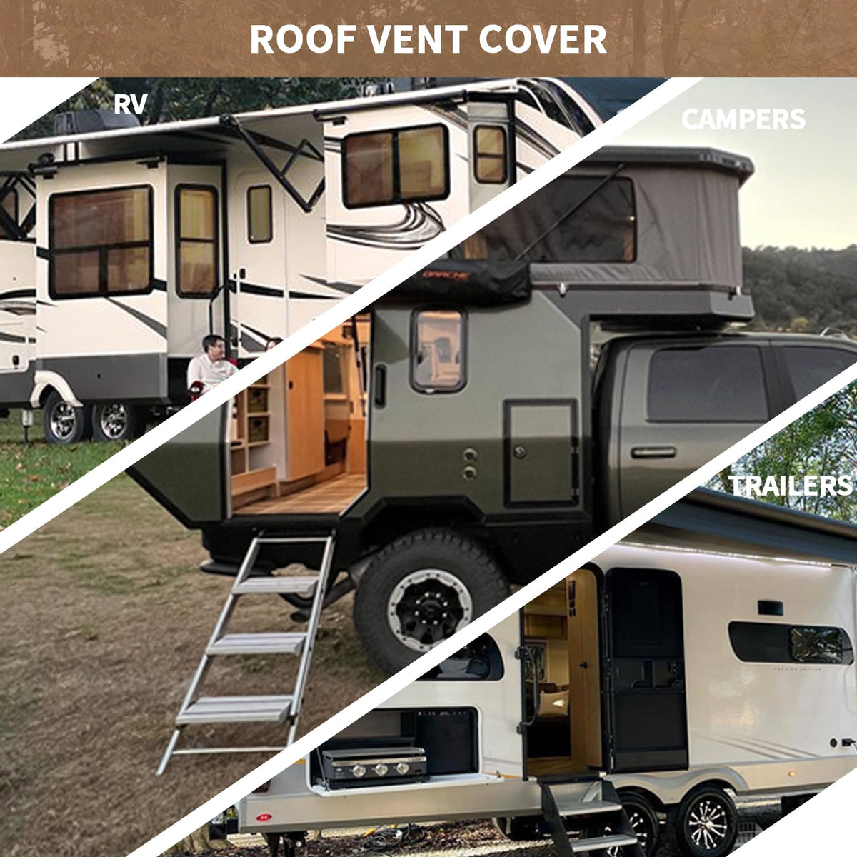 4 Pack 14 x 14 White RV Roof Vent Cover S6545