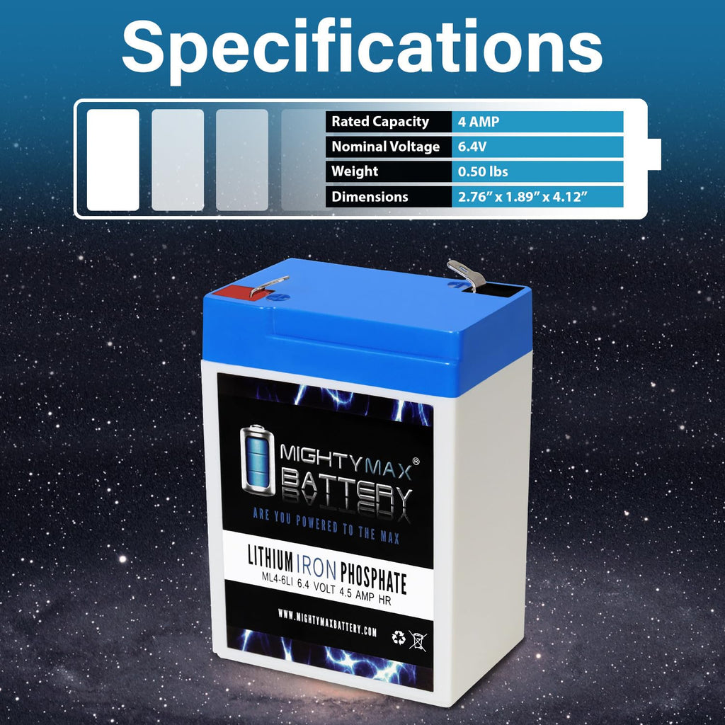 6V 4.5AH Lithium Replacement Battery O63684