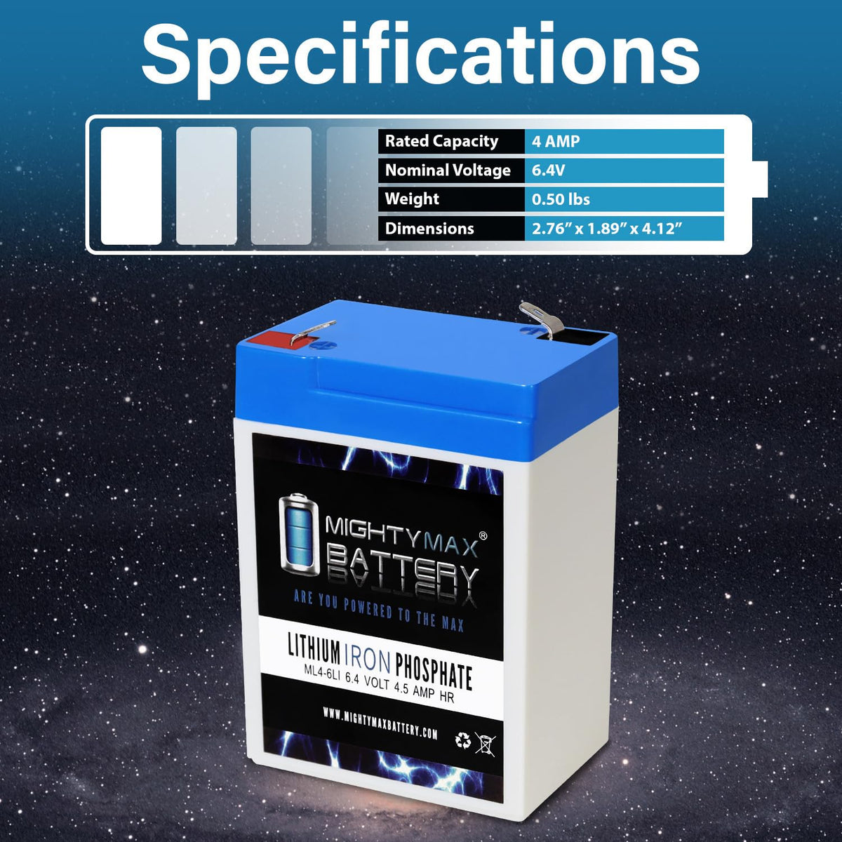 6V 4.5AH Lithium Replacement Battery O63684