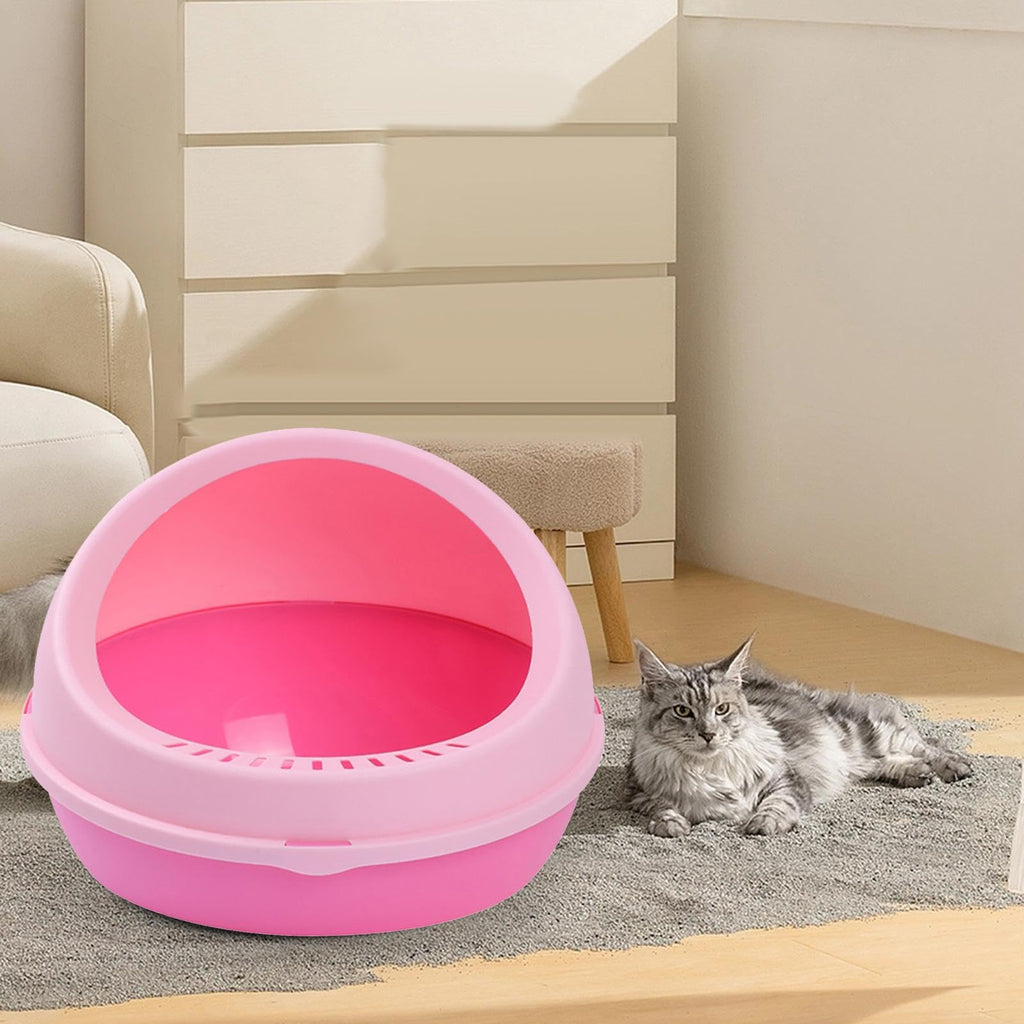 Semi Enclosed Cat Litter Tray Pink Z875