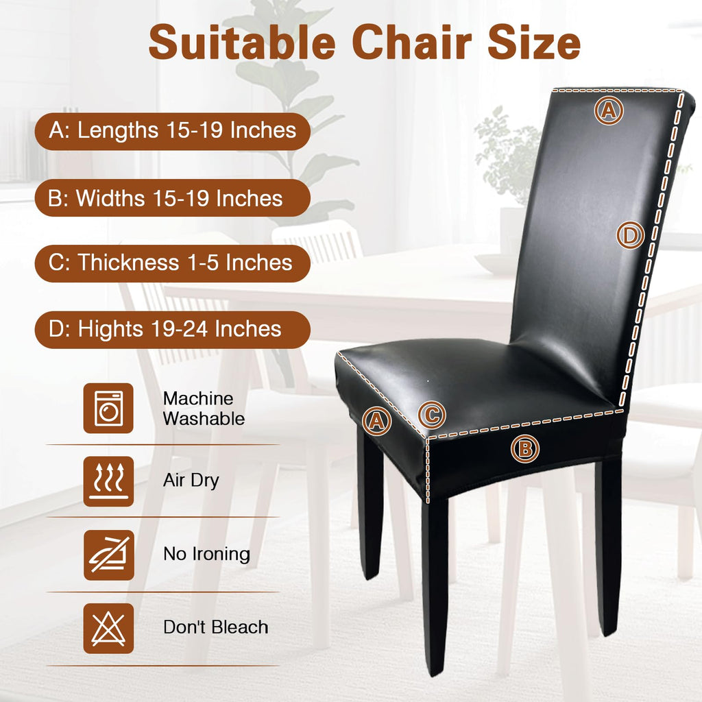 Black Set of 4 Waterproof Stretch Dining Chair Covers H403903