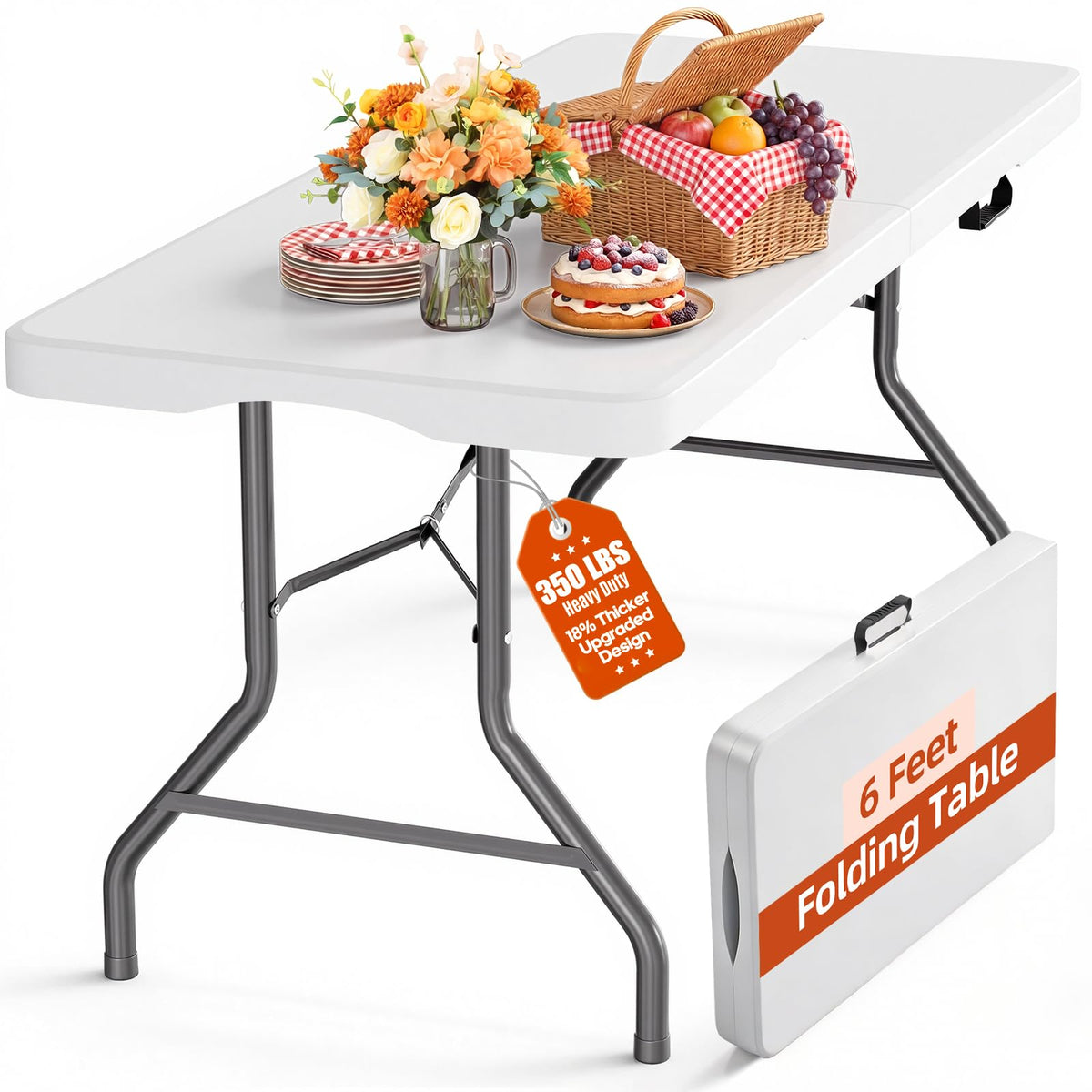 6ft Heavy Duty Folding Table White V894105