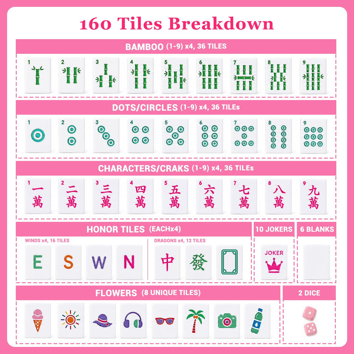 Pink Mini Travel Mahjong Tile Set with Racks and Bag M304