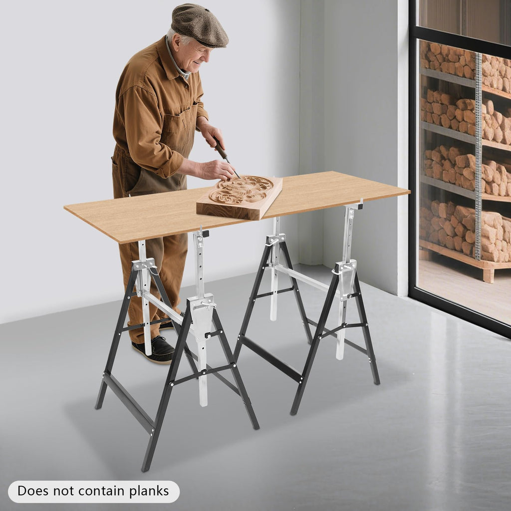 Foldable Steel 2 Pack Adjustable Height Saw Horses T985