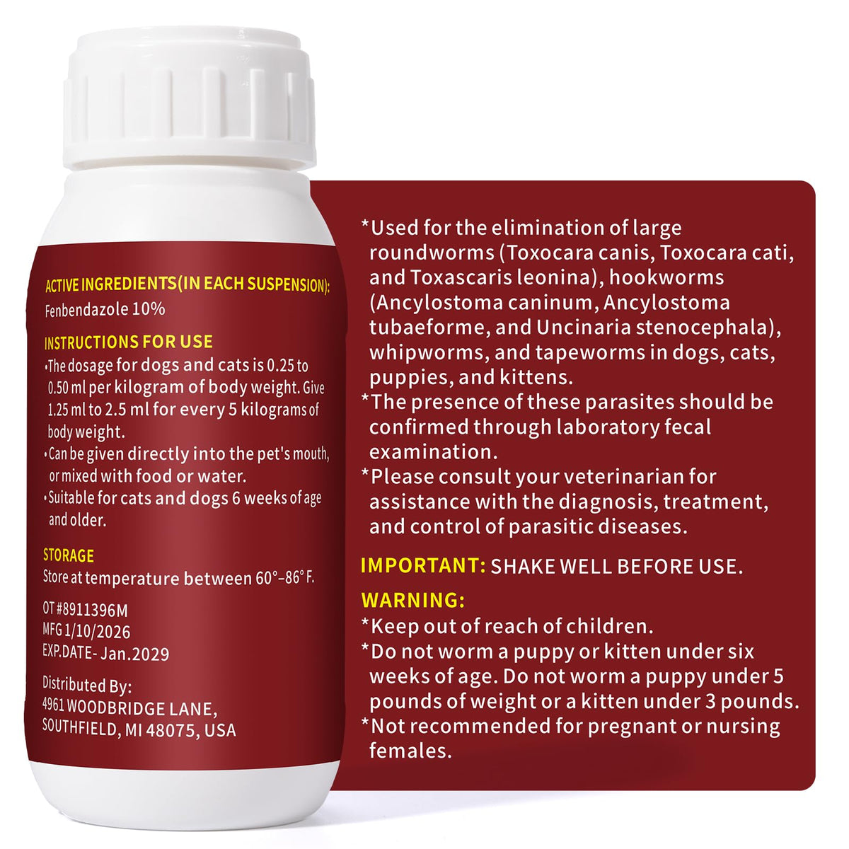 Fenbendazole Dewormer 100 ml Liquid P83043