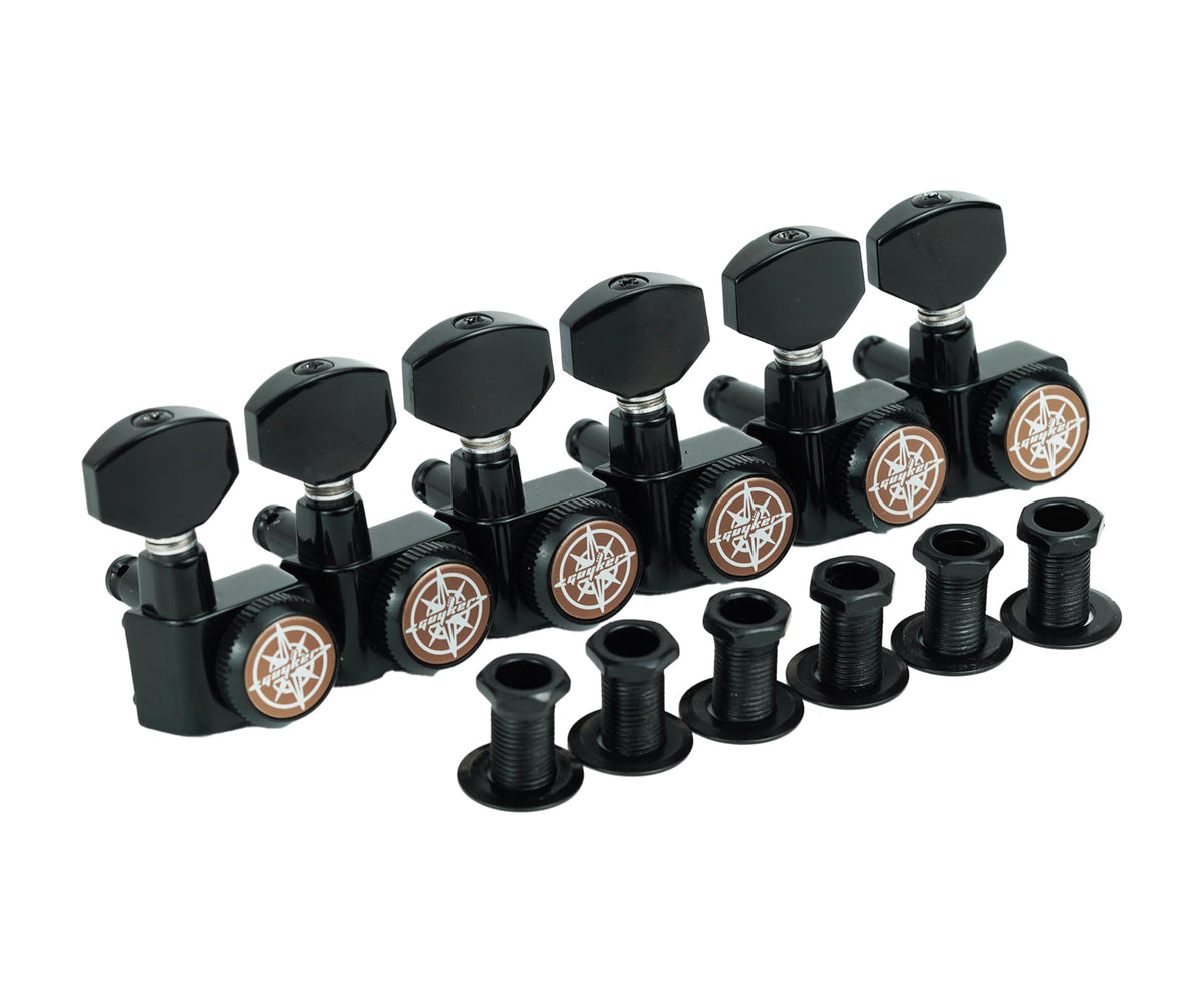 6 In-line Locking Guitar Tuners Black C88565
