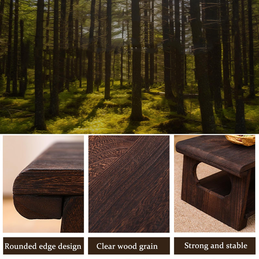 Mid-Century Foldable Coffee Table with Shelf 60x30x22cm M653379