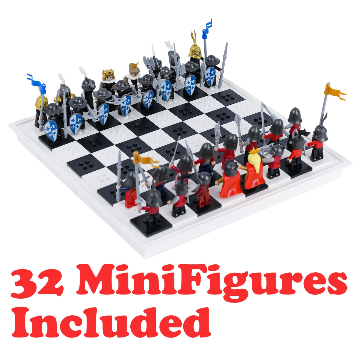 32PCS Medieval Knight Chess Building Blocks Set with Chess Board Q435