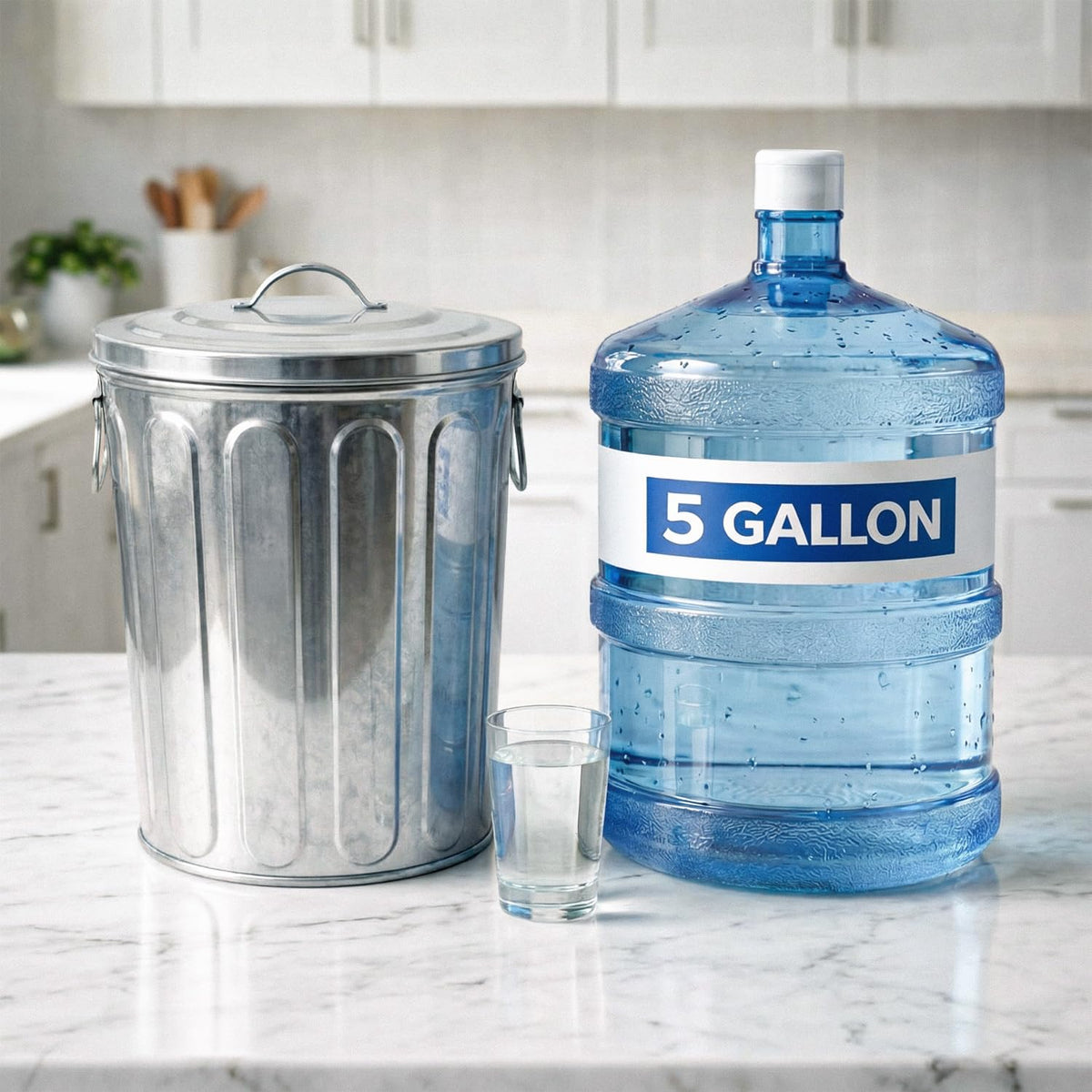 5 Gallon Metal Trash Can with Lid K7773