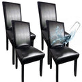 Black Set of 4 Waterproof Stretch Dining Chair Covers H403903