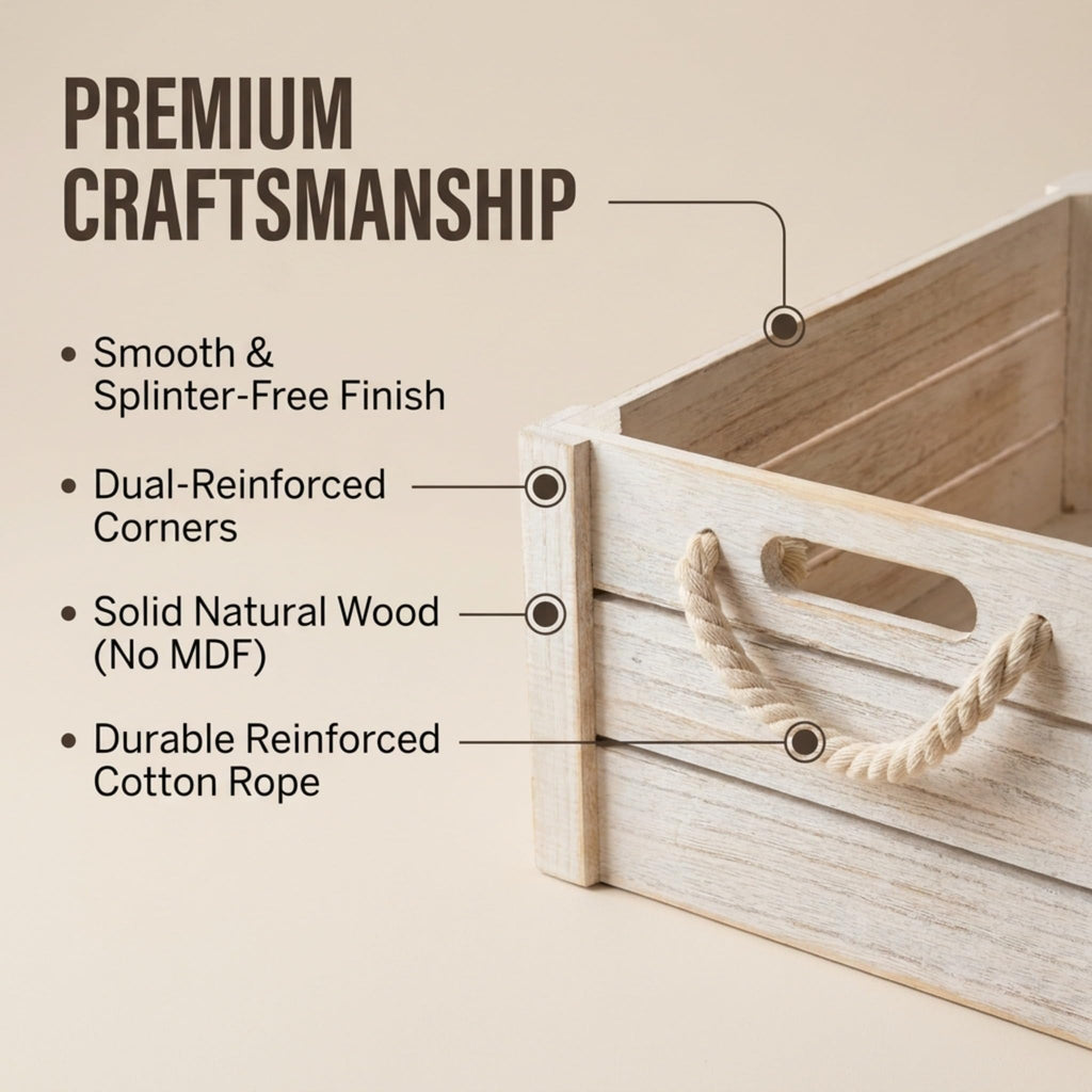Set of 3 White Wooden Nesting Storage Crates Q148735