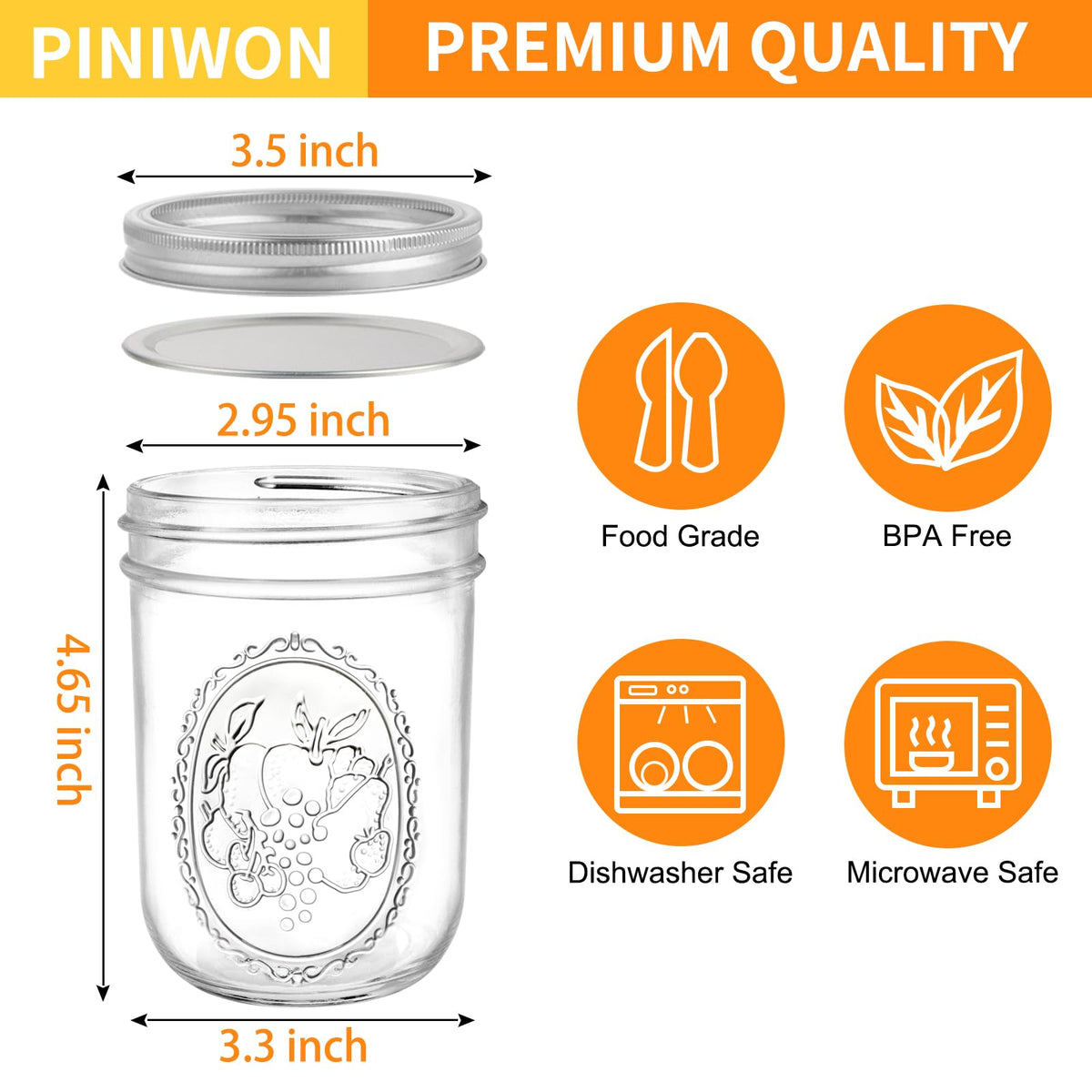 16 oz Wide Mouth Mason Jars 6 Pack Y29821