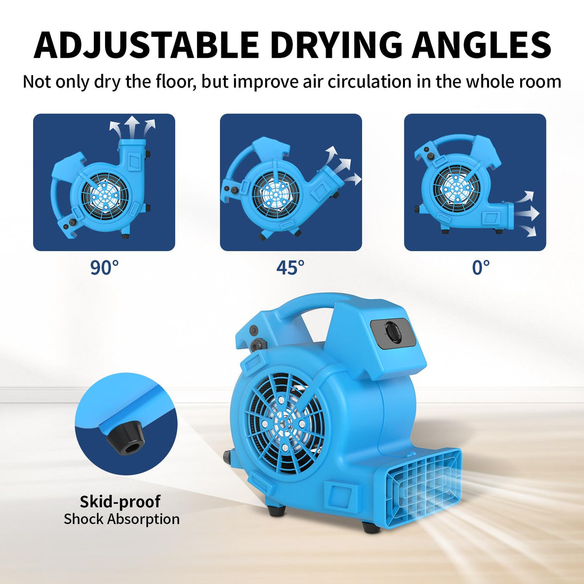 600 CFM Portable Air Mover Blower Fan with 3 Speeds V1387