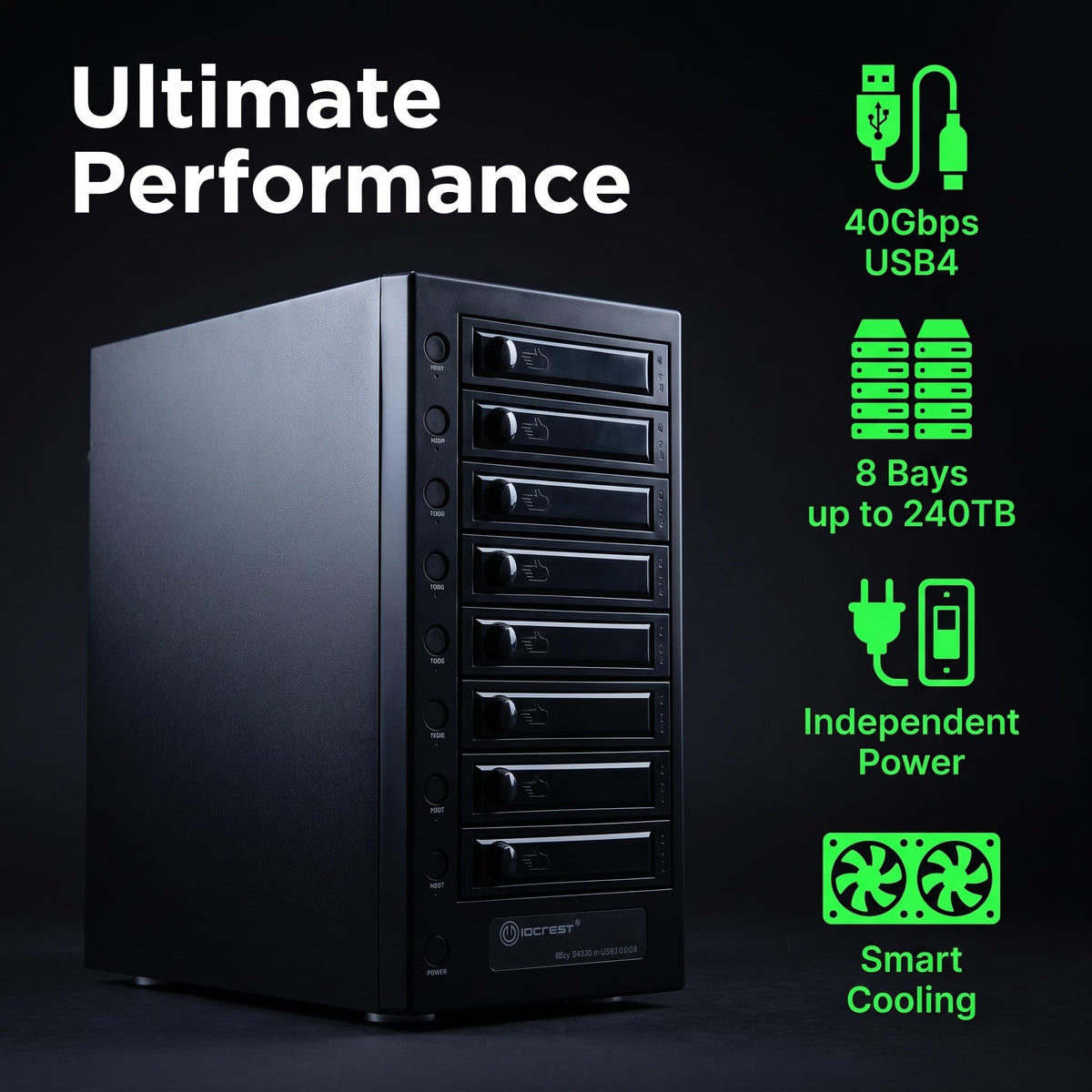 USB 4.0 40Gbps Type-C 8 Bay 2.5 Inch and 3.5 Inch SATA Hard Drive Enclosure D296668