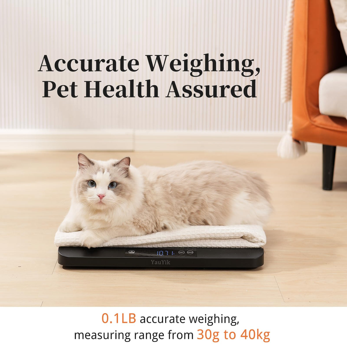 Digital Pet Scale with Non-Slip Mat, Up to 88lb, Black Z6235