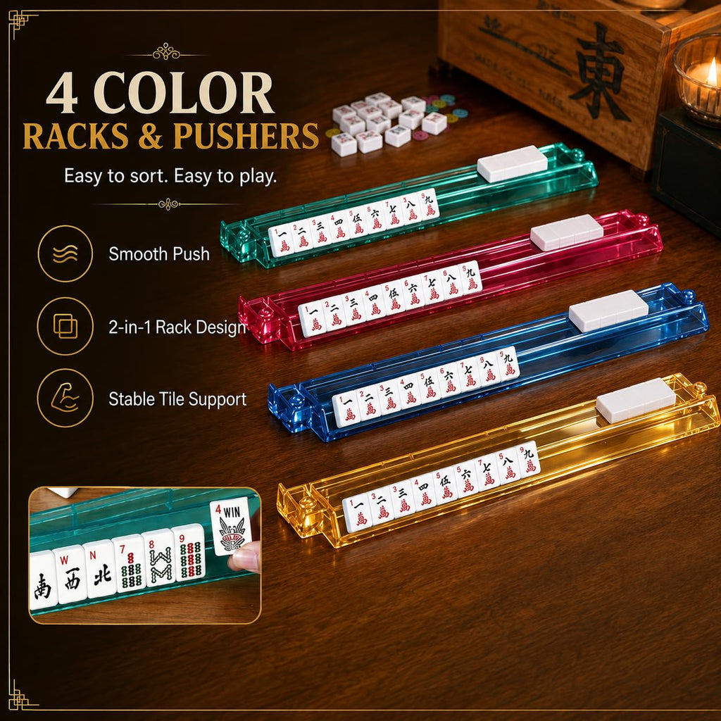 166 Tiles Mahjong Tile Set with Racks and Carrying Bag B4319