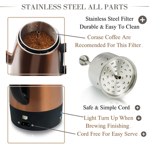10 Cup Copper Electric Percolator Coffee Pot G903