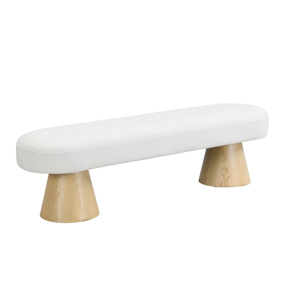 Beige Boucle Oval Dining Bench I111439