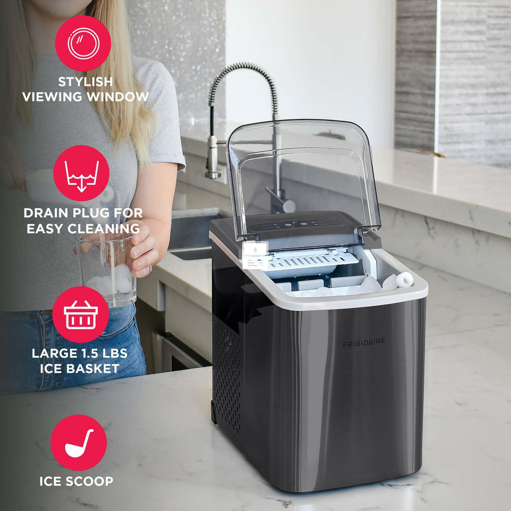Portable 26 lb per Day Bullet Ice Maker Machine Black Stainless Steel M5357