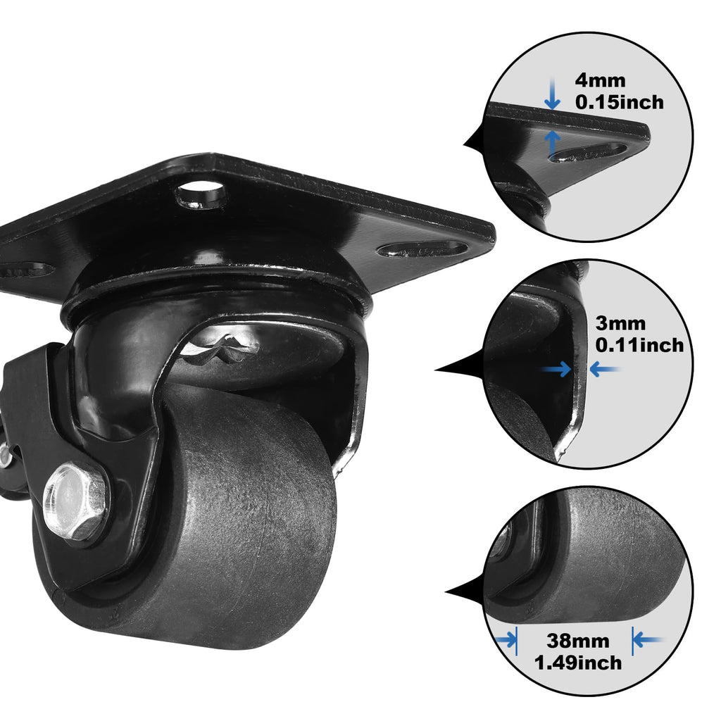 2-inch Swivel Caster Wheels Set of 4 with Brake M66000