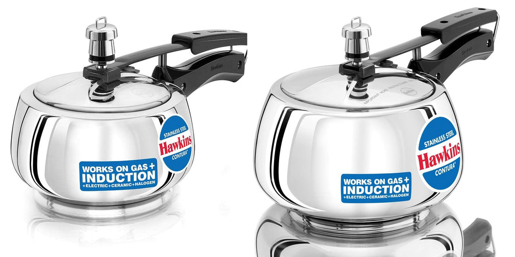 Stainless Steel Induction Gas Compatible Pressure Cooker Combo Set, Silver (1.5 litre and 3 litre) N47232