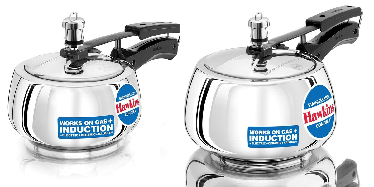 Stainless Steel Induction Gas Compatible Pressure Cooker Combo Set, Silver (1.5 litre and 3 litre) N47232
