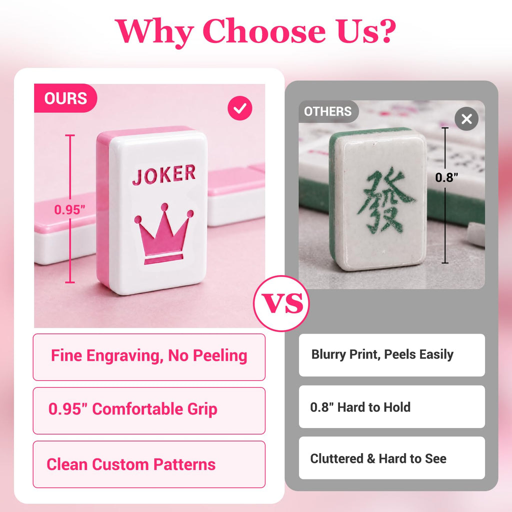 Pink Mini Travel Mahjong Tile Set with Racks and Bag M304