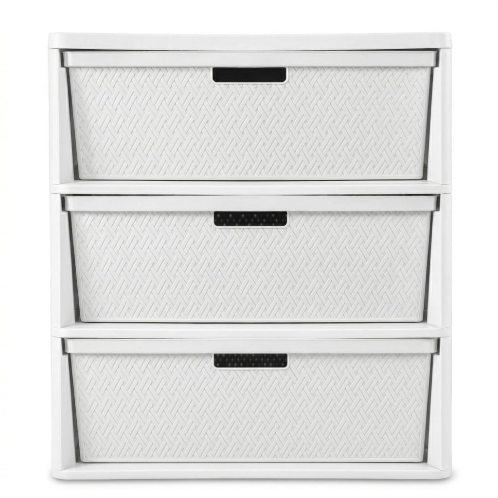 Opaque White 3-Drawer Plastic Storage Tower V2595
