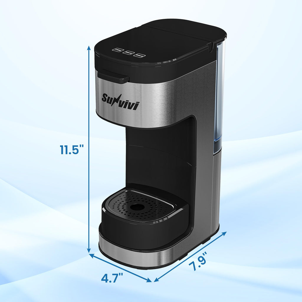 3-in-1 Single Serve Coffee Maker with Removable Water Reservoir, Black H7420