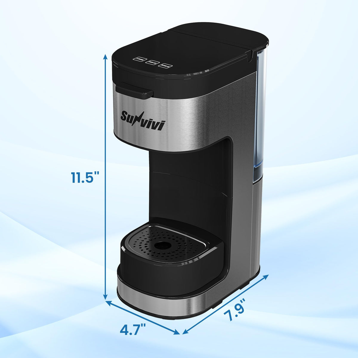 3-in-1 Single Serve Coffee Maker with Removable Water Reservoir, Black H7420