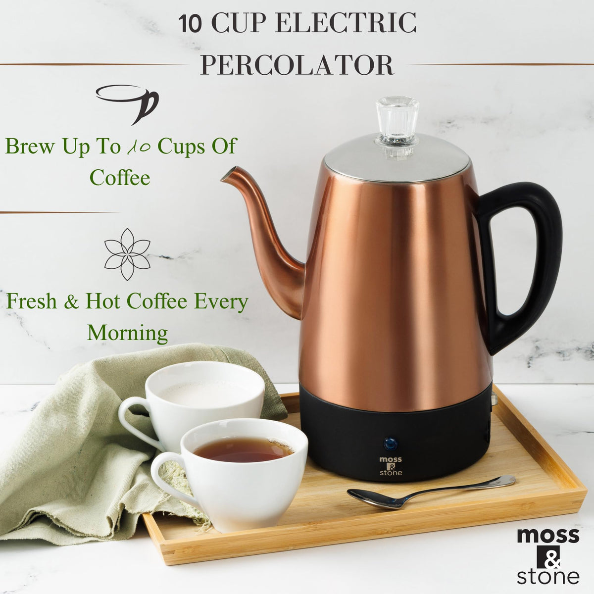 10 Cup Copper Electric Percolator Coffee Pot G903