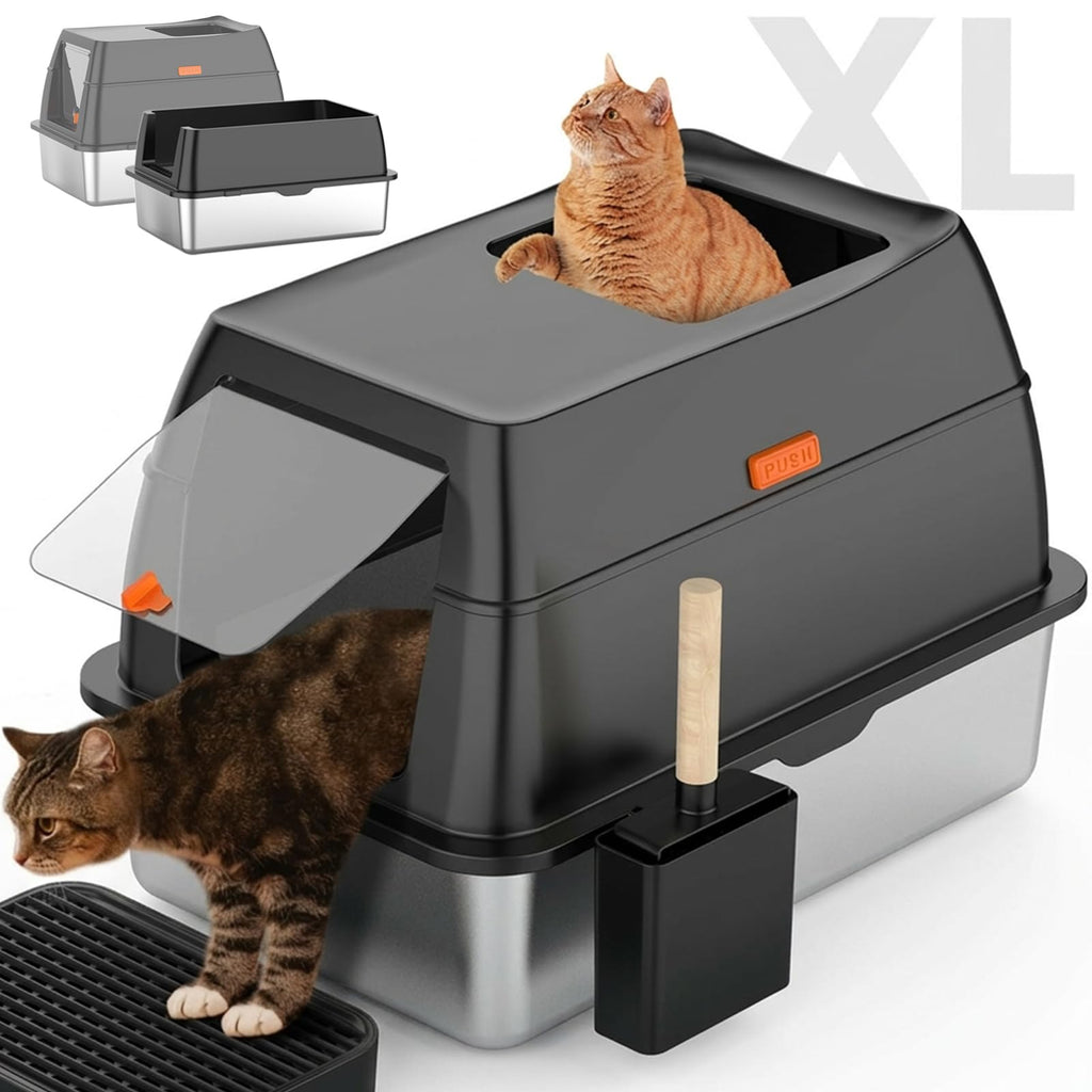 Extra Large Stainless Steel Litter Box with Lid G450