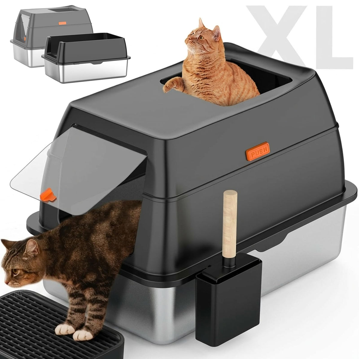 Extra Large Stainless Steel Litter Box with Lid G450