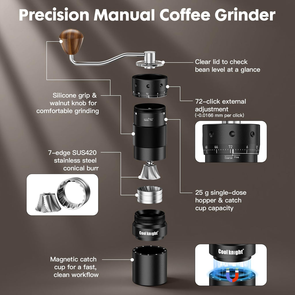 Manual Coffee Grinder 25g Capacity Aluminum Body V82699