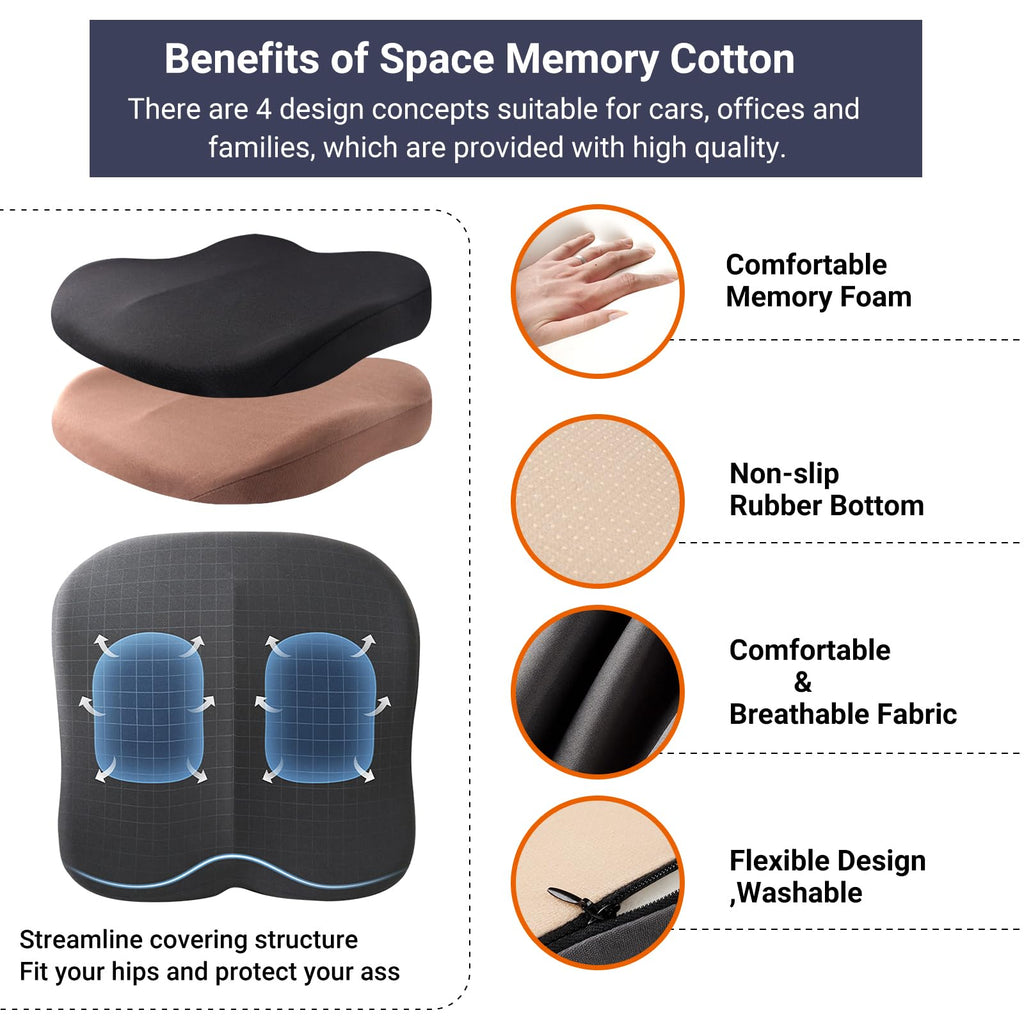 Black Memory Foam Car Seat Cushion C980