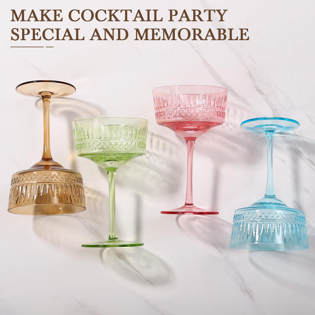 Amber Ribbed Coupe Cocktail Glasses Set of 6 M839