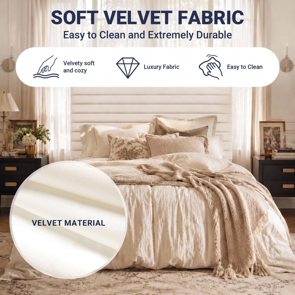 Queen Velvet Upholstered Bed Frame with Adjustable Headboard R946