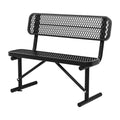 Black Metal Park Bench with Backrest E2553