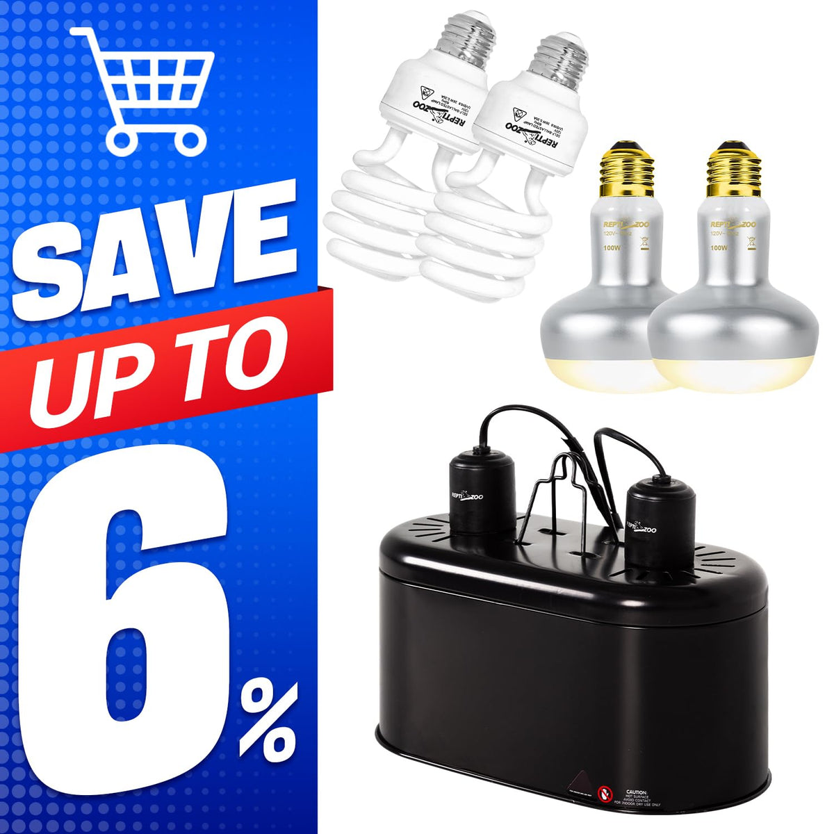 100W Basking Spot Light & 26W UVA UVB Bulb Combo Pack P793343