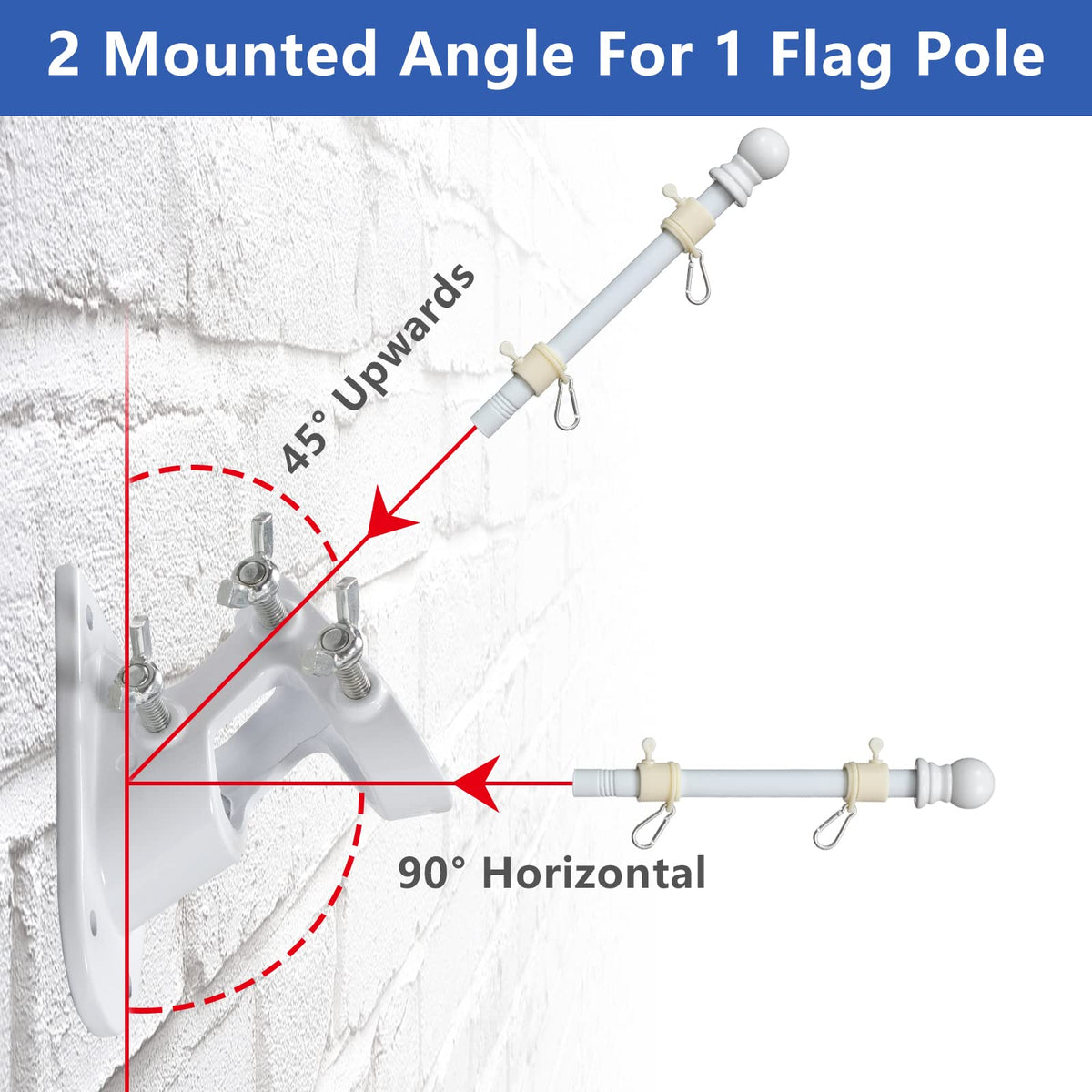 White 5-6ft Tangle Free Metal Flag Pole Kit L544