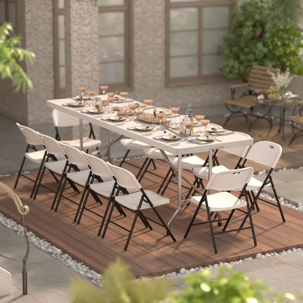 Heavy Duty Plastic Folding Chair with Steel Frame, White, 16 Pack T133