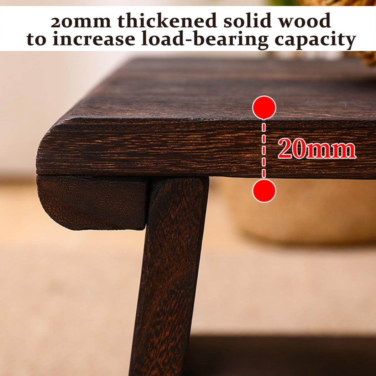 Mid-Century Foldable Coffee Table with Shelf 60x30x22cm M653379