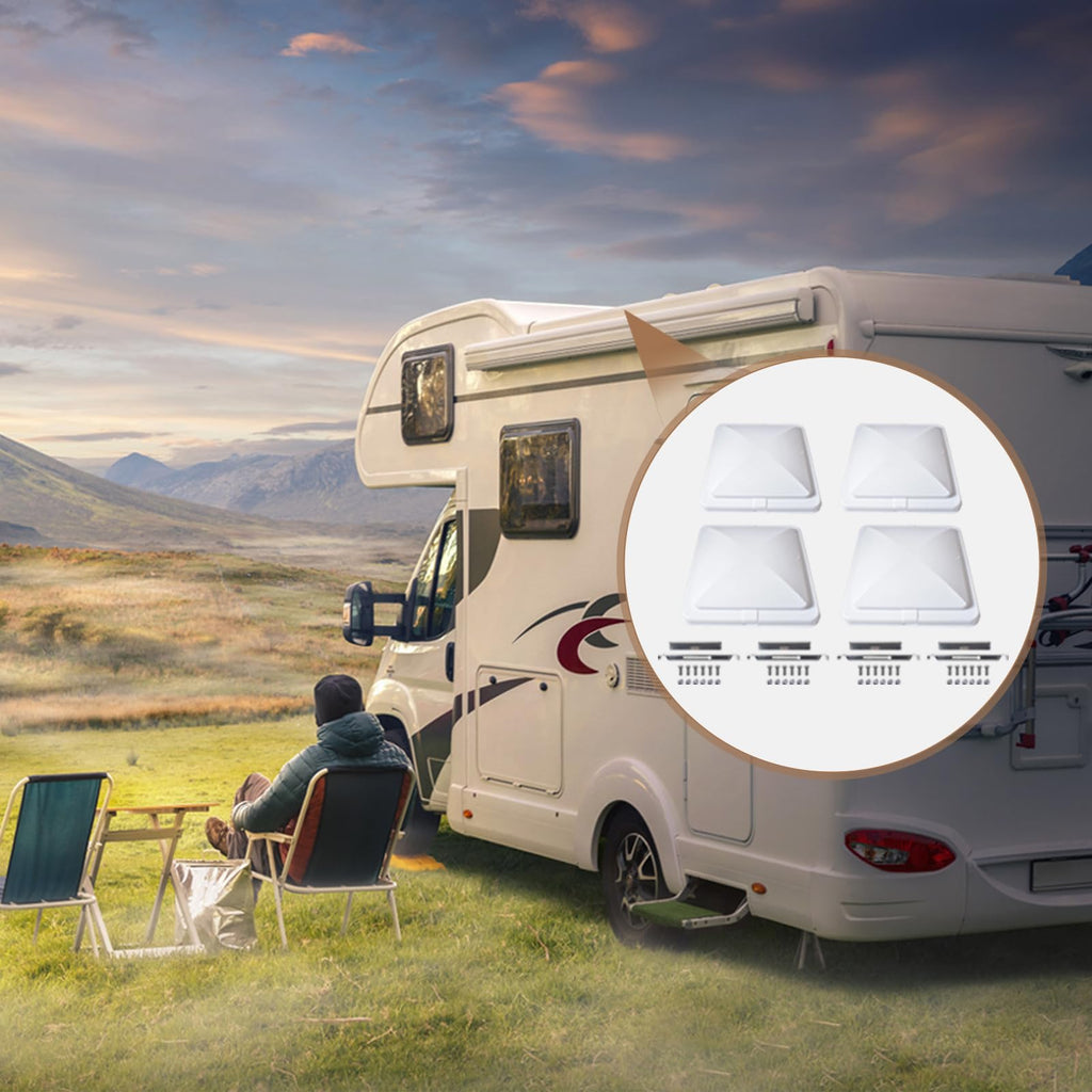 4 Pack 14 x 14 White RV Roof Vent Cover S6545