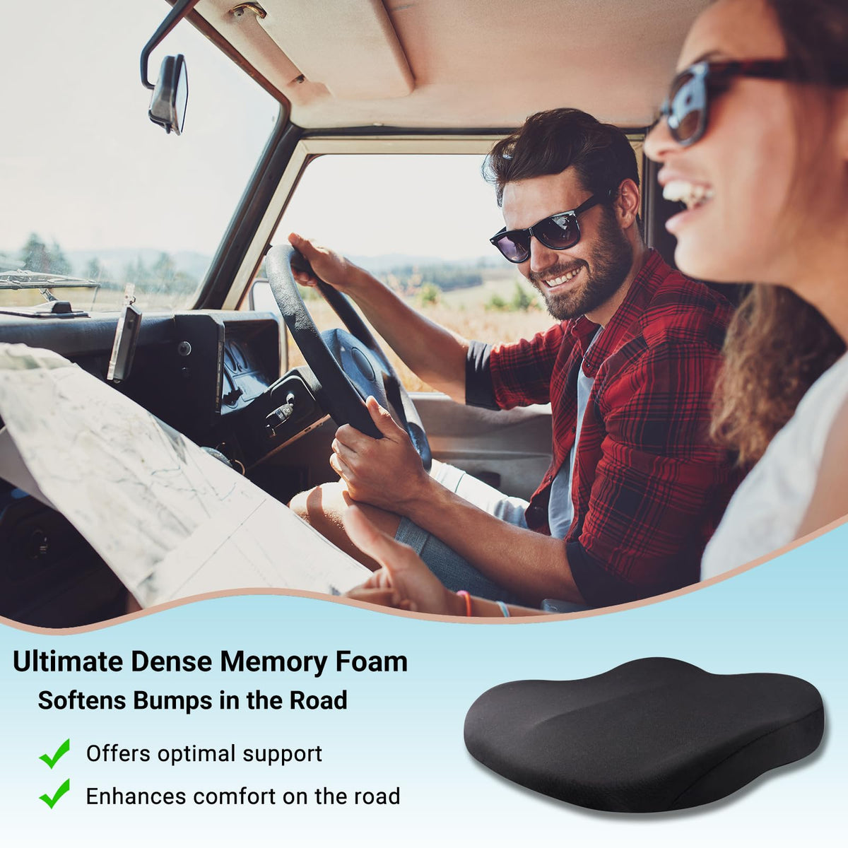 Black Memory Foam Car Seat Cushion C980